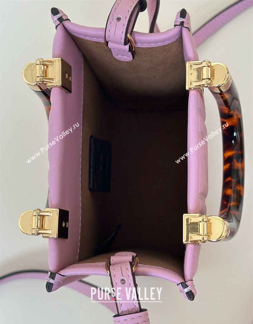 Fendi Mini Sunshine Shopper Bag in FF Leather Purple 2025 8597S (CL-250628025)