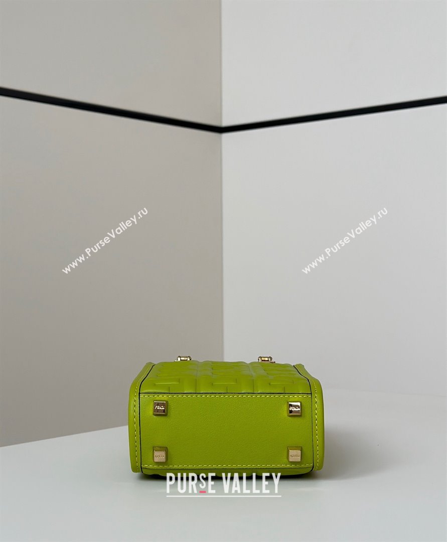 Fendi Mini Sunshine Shopper Bag in FF Leather Green 2025 8597S (CL-250628023)