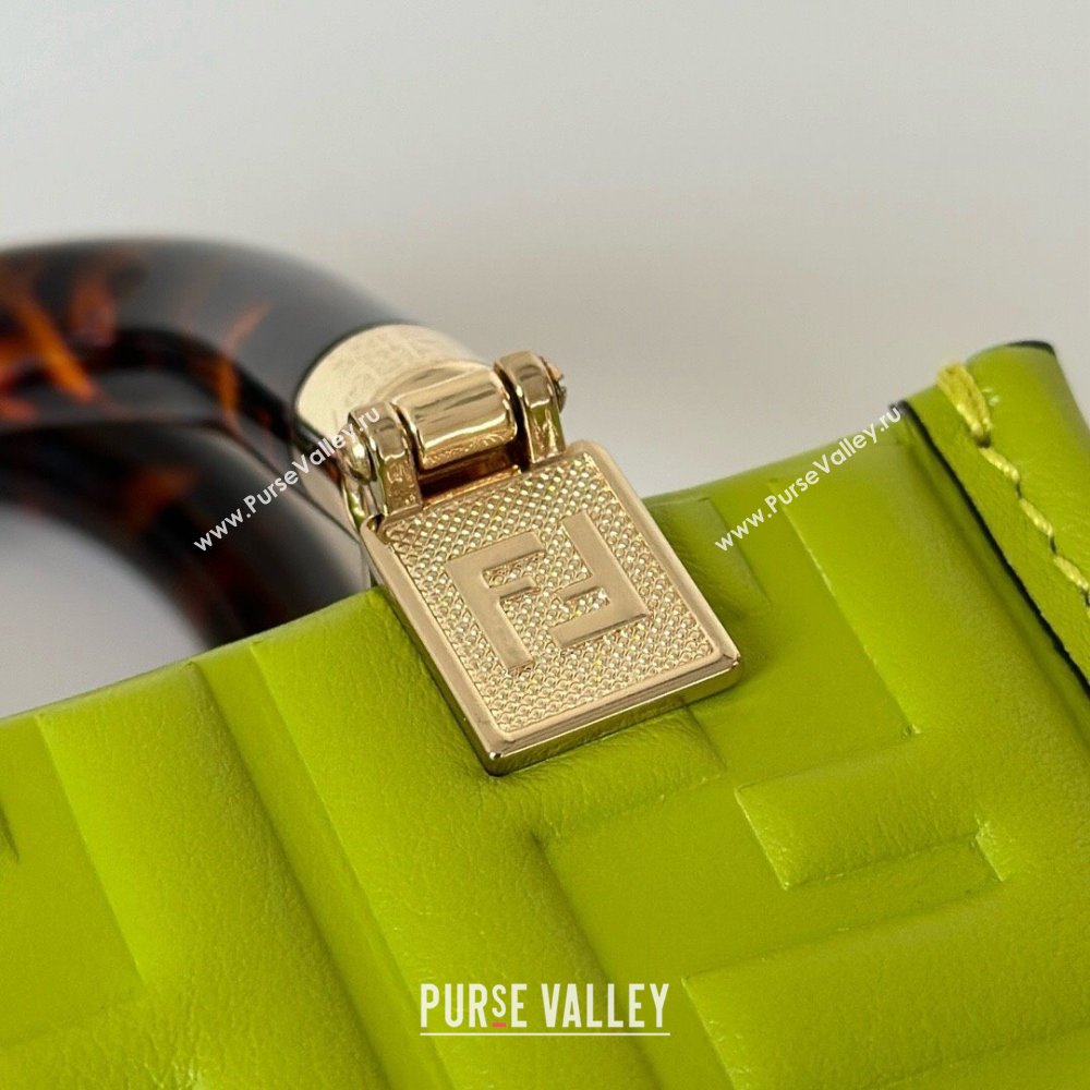 Fendi Mini Sunshine Shopper Bag in FF Leather Green 2025 8597S (CL-250628023)