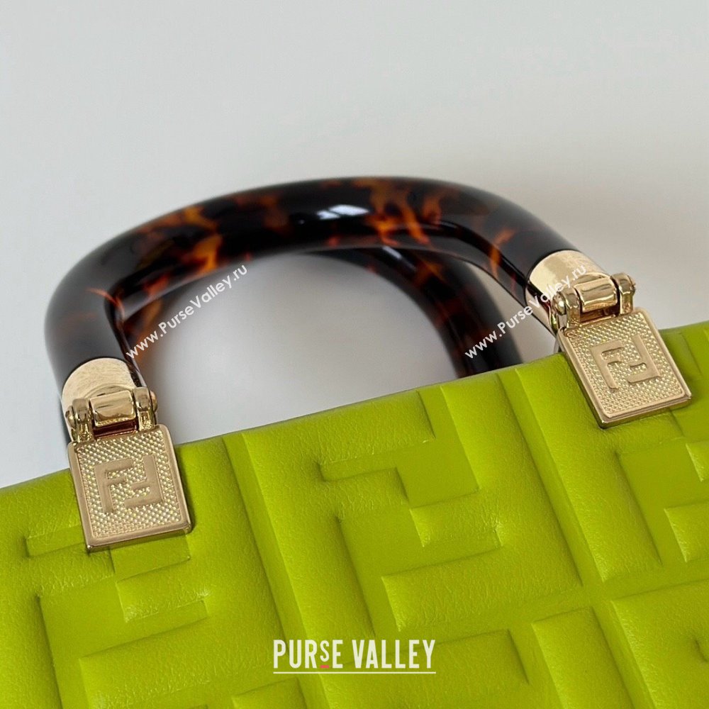 Fendi Mini Sunshine Shopper Bag in FF Leather Green 2025 8597S (CL-250628023)