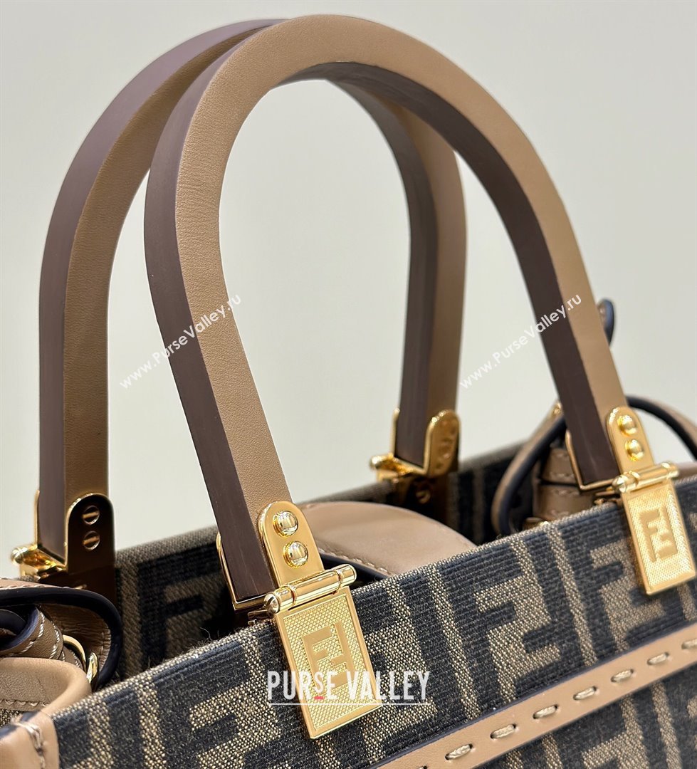 Fendi Sunshine Small Tote Bag in FF jacquard fabric Beige 2025 8618 (CL-250628031)