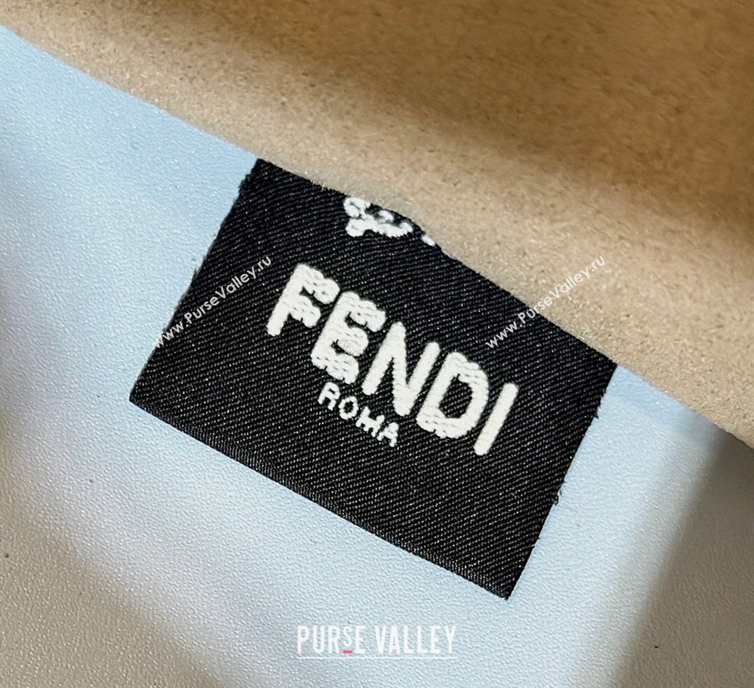 Fendi Sunshine Small Tote Bag in Logo Calfskin Leather Light Blue 2025 8618 (CL-250628033)