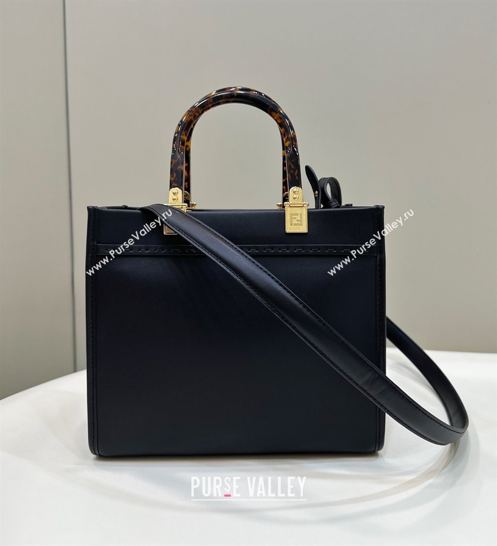 Fendi Sunshine Small Tote Bag in Logo Calfskin Leather Black 2025 8618 (CL-250628034)