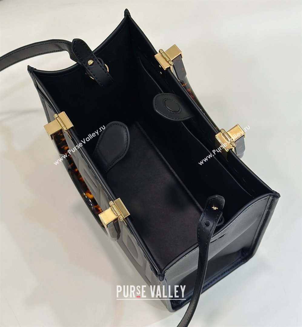 Fendi Sunshine Small Tote Bag in Logo Calfskin Leather Black 2025 8618 (CL-250628034)