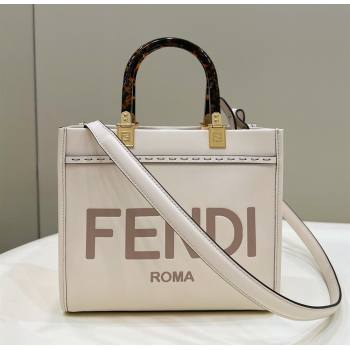 Fendi Sunshine Small Tote Bag in Logo Calfskin Leather White 2025 8618 (CL-250628035)