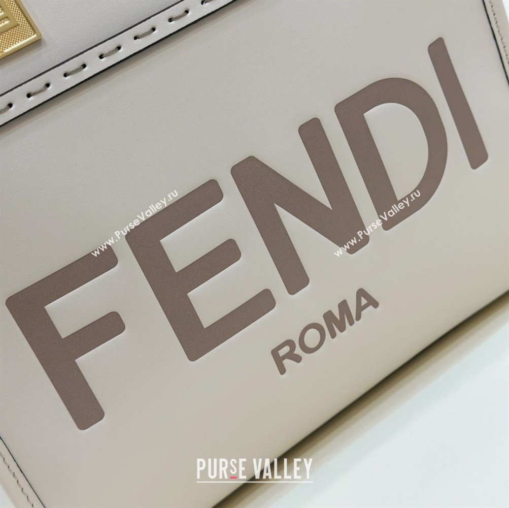 Fendi Sunshine Small Tote Bag in Logo Calfskin Leather White 2025 8618 (CL-250628035)