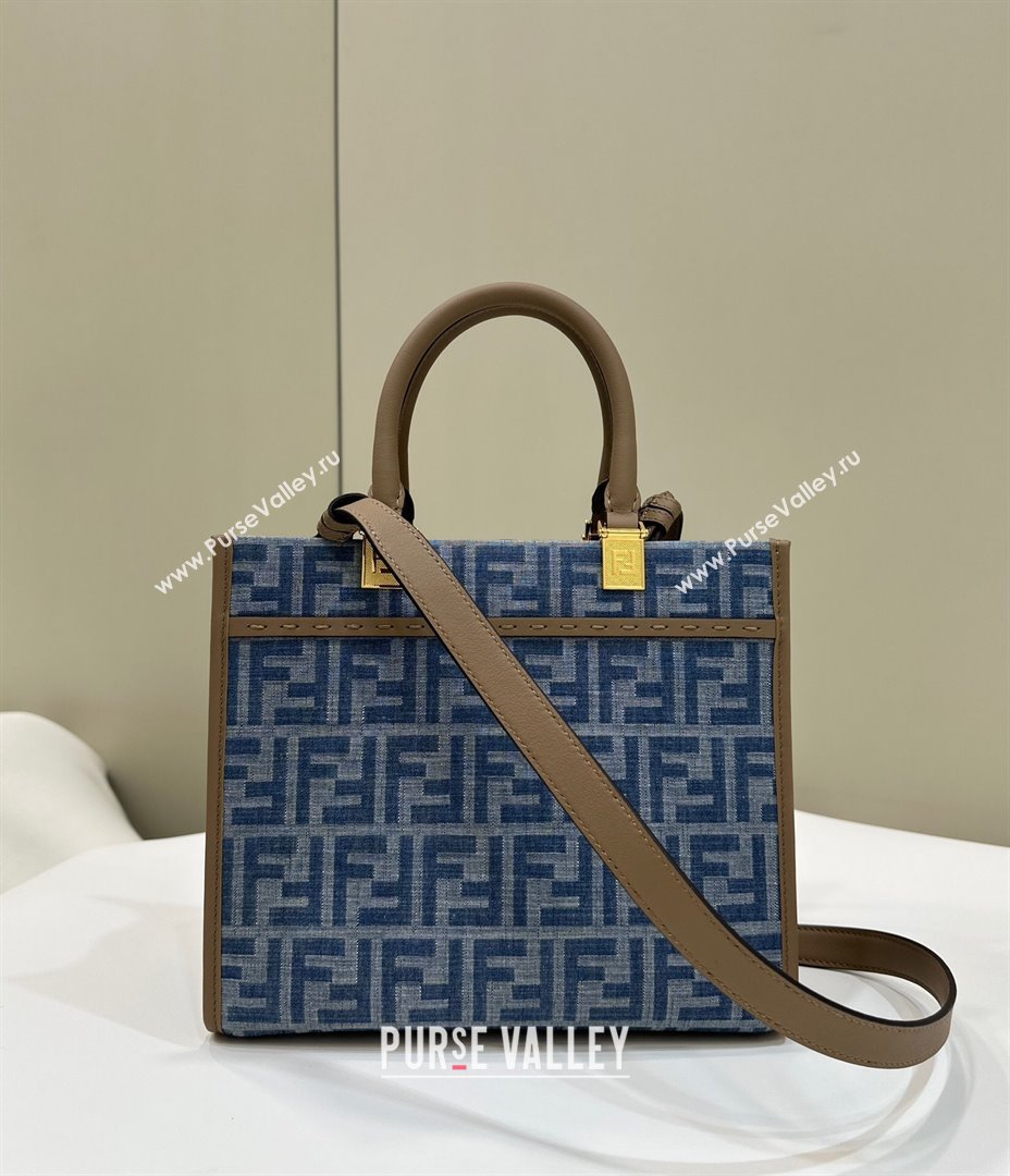 Fendi Sunshine Small Tote Bag in FF Blue Denim 2025 8618 (CL-250628032)