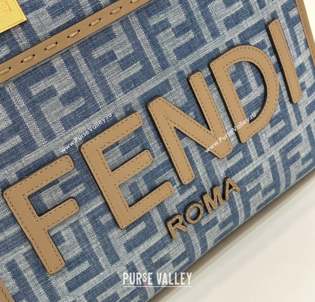 Fendi Sunshine Small Tote Bag in FF Blue Denim 2025 8618 (CL-250628032)
