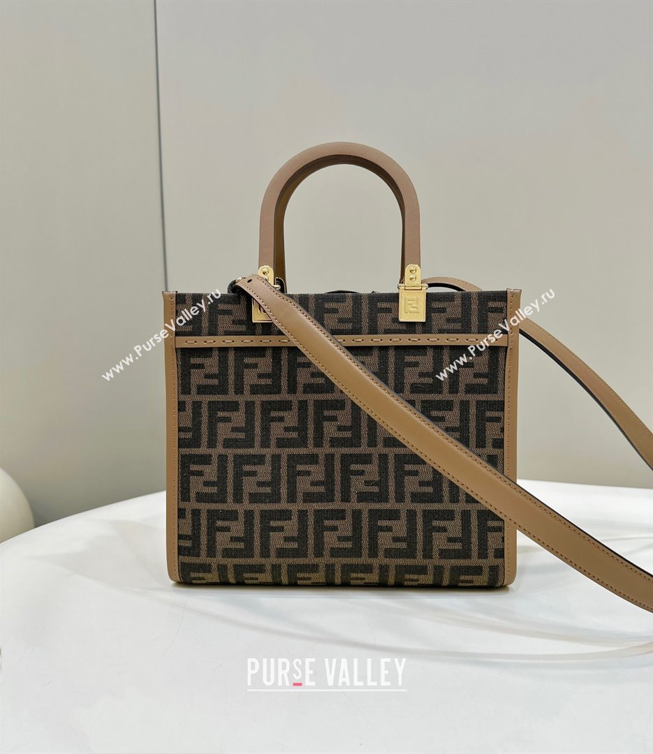 Fendi Sunshine Small Tote Bag in FF jacquard fabric Beige 2025 8618 (CL-250628031)