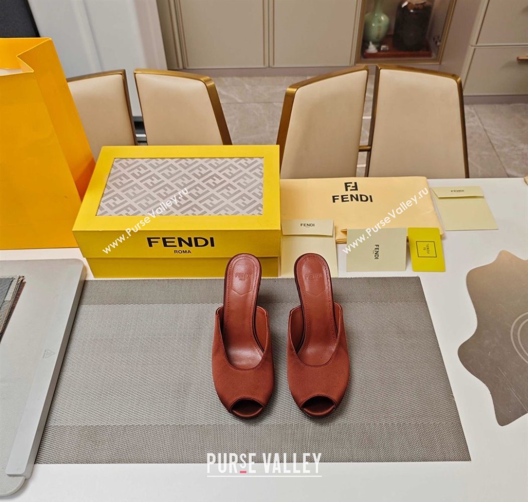 Fendi Arco Wedge Slides Sandal 8.5cm in Satin Gold-Tone Brown 2025 (MD-250710054)