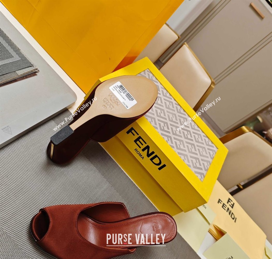 Fendi Arco Wedge Slides Sandal 8.5cm in Satin Gold-Tone Brown 2025 (MD-250710054)