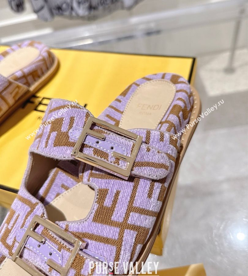 Fendi Feel Flat Slides Sandal in FF Fabric Purple/Brown 2025 FE071001 (SS-250710065)