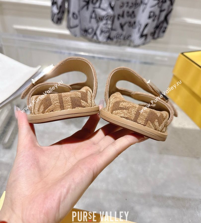 Fendi Feel Flat Slides Sandal in FF Fabric Beige/Brown 2025 FE071001 (SS-250710066)