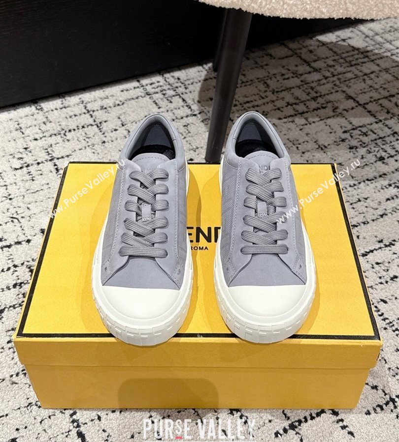Fendi Domino Low top sneakers in nubuck leather Grey 2025 (HQG-250710068)