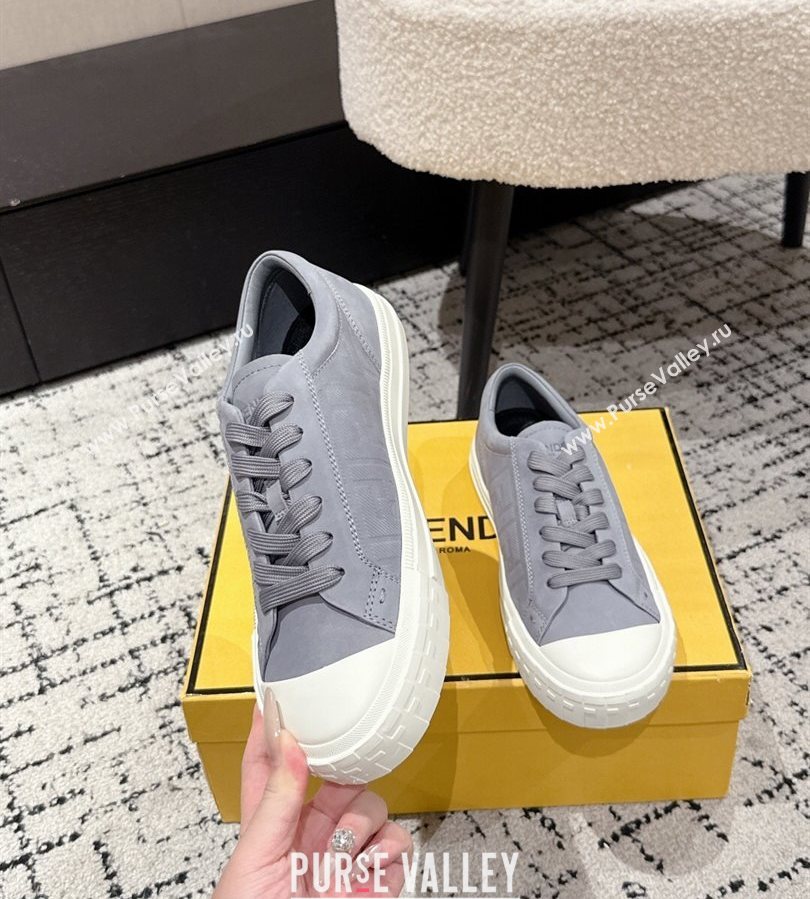 Fendi Domino Low top sneakers in nubuck leather Grey 2025 (HQG-250710068)