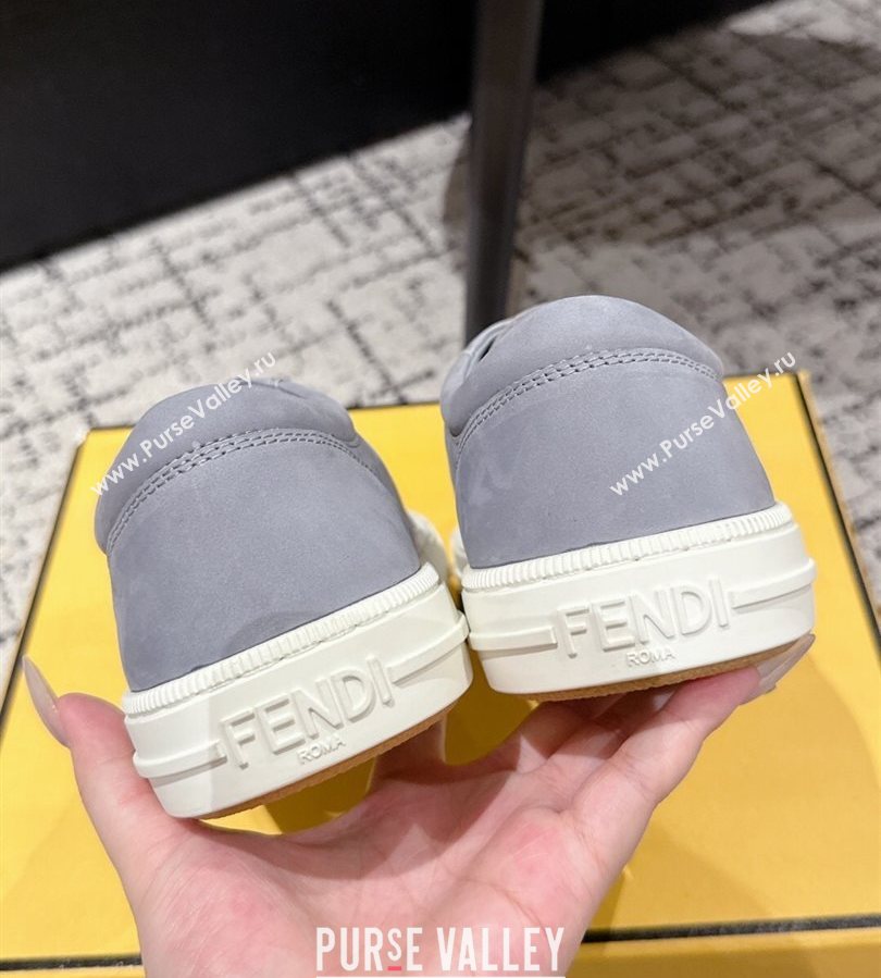 Fendi Domino Low top sneakers in nubuck leather Grey 2025 (HQG-250710068)