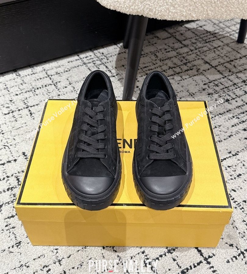 Fendi Domino Low top sneakers in nubuck leather Black 2025 (HQG-250710071)