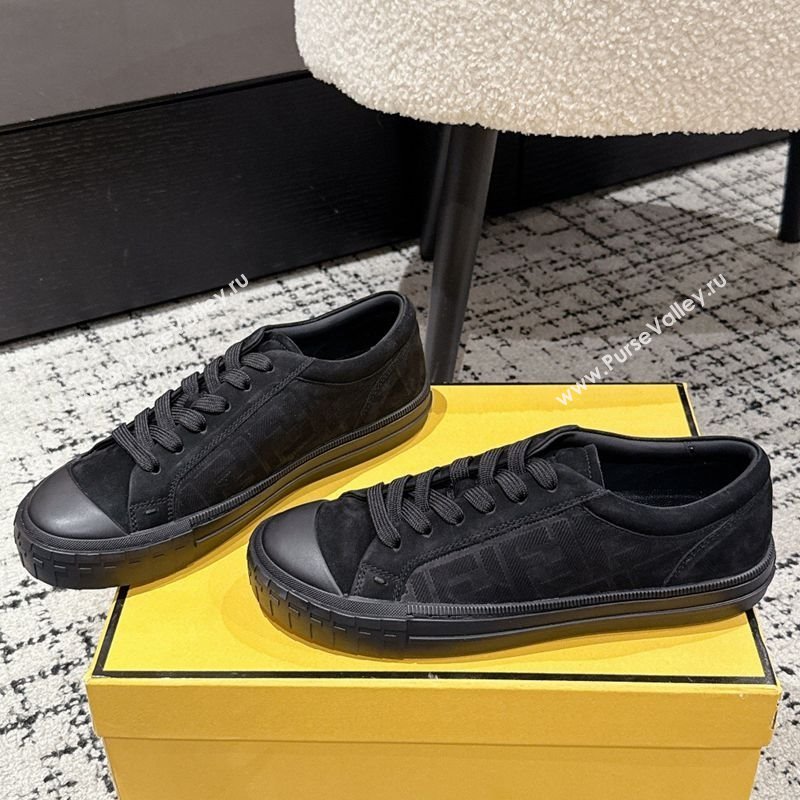 Fendi Domino Low top sneakers in nubuck leather Black 2025 (HQG-250710071)