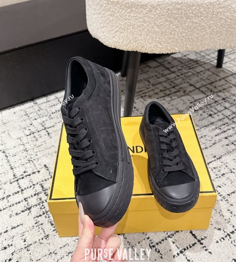 Fendi Domino Low top sneakers in nubuck leather Black 2025 (HQG-250710071)
