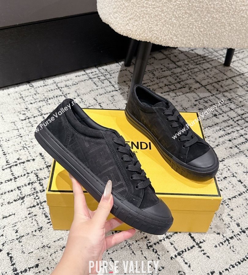 Fendi Domino Low top sneakers in nubuck leather Black 2025 (HQG-250710071)