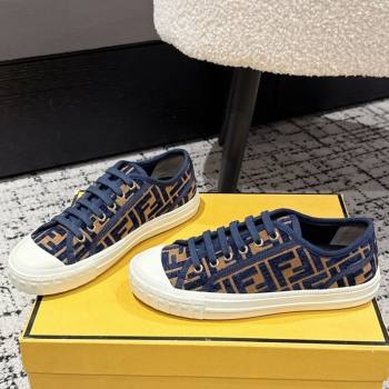 Fendi Domino Low top sneakers in FF Fabric Navy Blue/Brown 2025 (HQG-250710073)