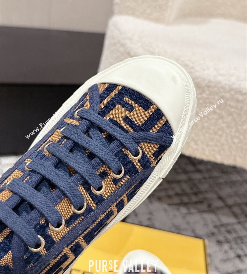 Fendi Domino Low top sneakers in FF Fabric Navy Blue/Brown 2025 (HQG-250710073)