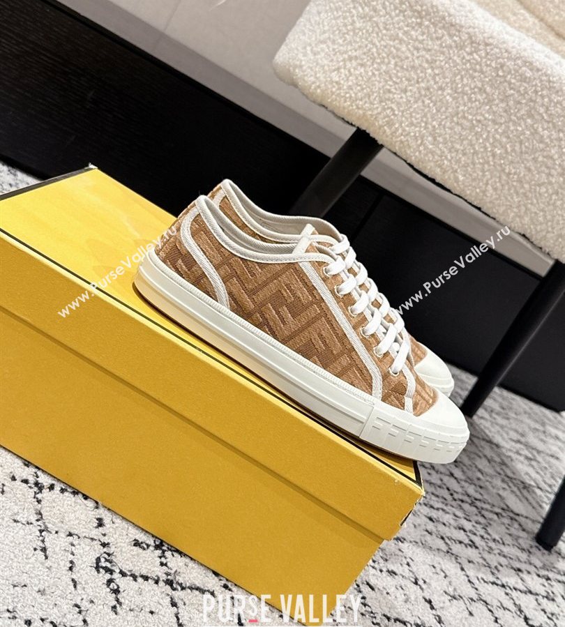 Fendi Domino Low top sneakers in FF Fabric Beige/Brown 2025 (HQG-250710074)