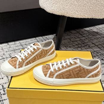 Fendi Domino Low top sneakers in FF Fabric Beige/Brown 2025 (HQG-250710074)