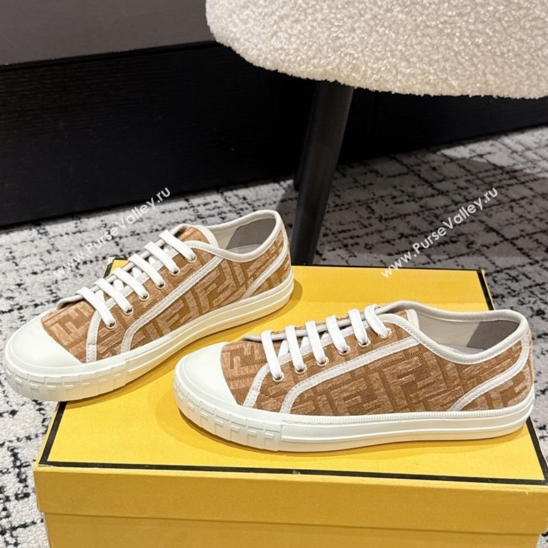 Fendi Domino Low top sneakers in FF Fabric Beige/Brown 2025 (HQG-250710074)