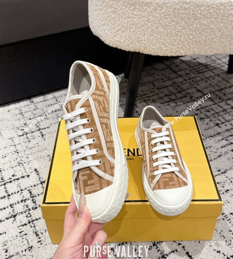 Fendi Domino Low top sneakers in FF Fabric Beige/Brown 2025 (HQG-250710074)