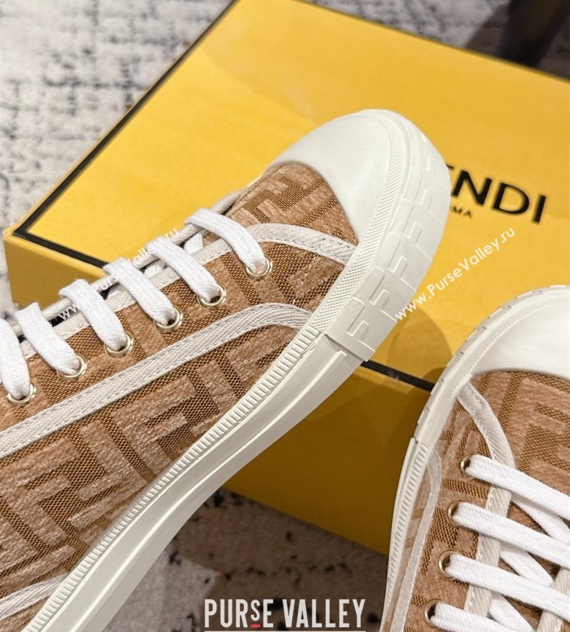 Fendi Domino Low top sneakers in FF Fabric Beige/Brown 2025 (HQG-250710074)