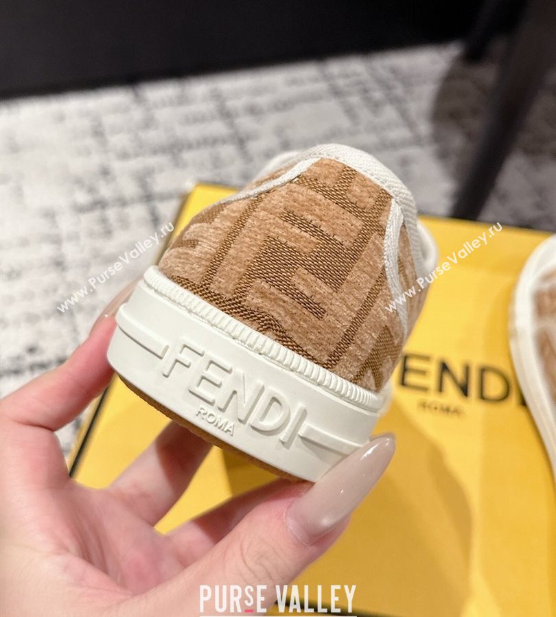 Fendi Domino Low top sneakers in FF Fabric Beige/Brown 2025 (HQG-250710074)