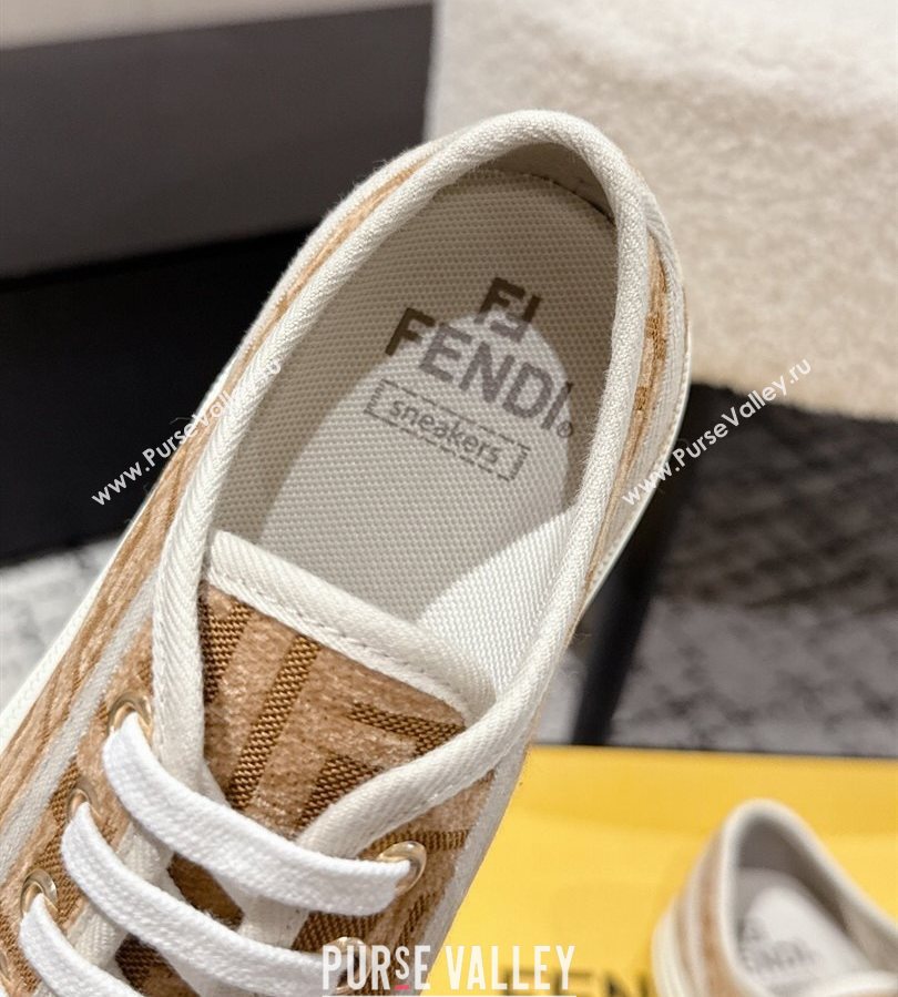 Fendi Domino Low top sneakers in FF Fabric Beige/Brown 2025 (HQG-250710074)