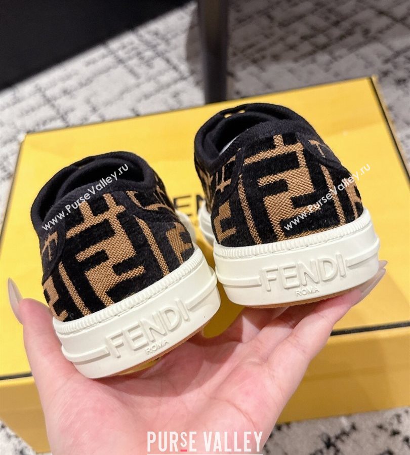 Fendi Domino Low top sneakers in FF Fabric Black/Brown 2025 (HQG-250710075)