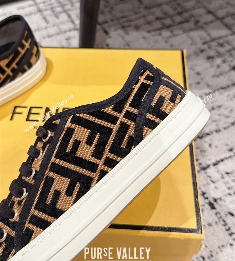 Fendi Domino Low top sneakers in FF Fabric Black/Brown 2025 (HQG-250710075)