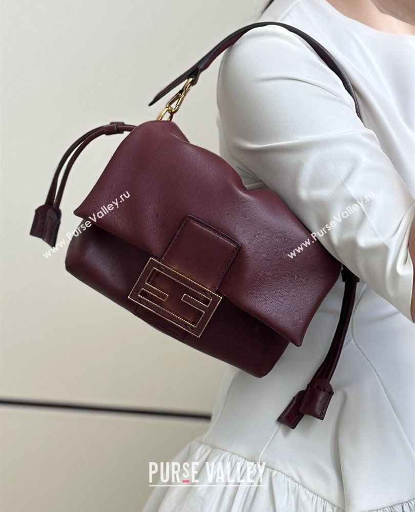 Fendi Mamma Baguette Small Bag in Nappa Leather Dark Burgundy 2025 8677S (CL-250807022)