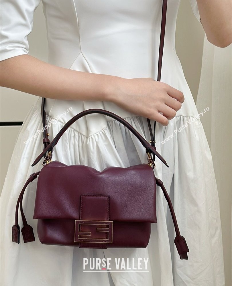 Fendi Mamma Baguette Small Bag in Nappa Leather Dark Burgundy 2025 8677S (CL-250807022)