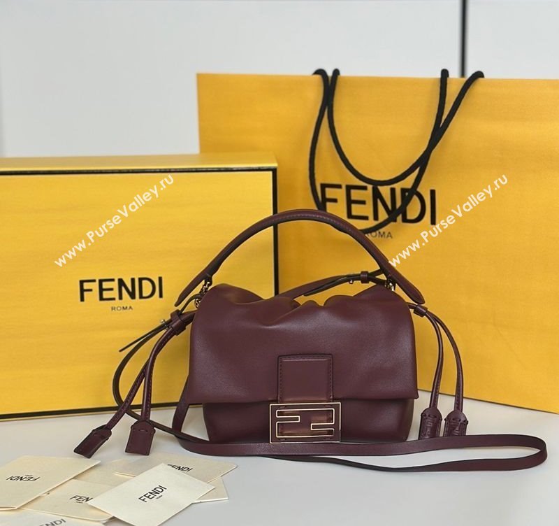 Fendi Mamma Baguette Small Bag in Nappa Leather Dark Burgundy 2025 8677S (CL-250807022)