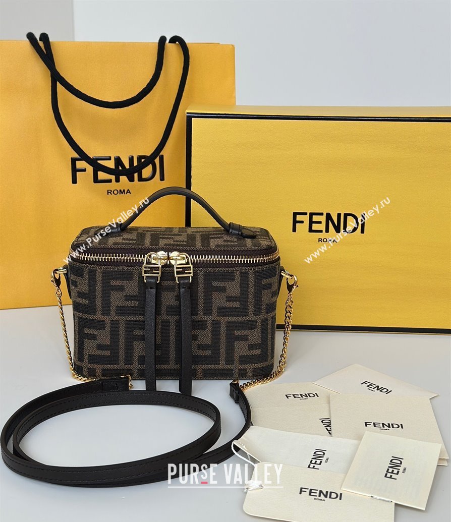 Fendi Vanity Mini Bag in Tobacco brown FF jacquard fabric 2025 8686A (CL-250807003)