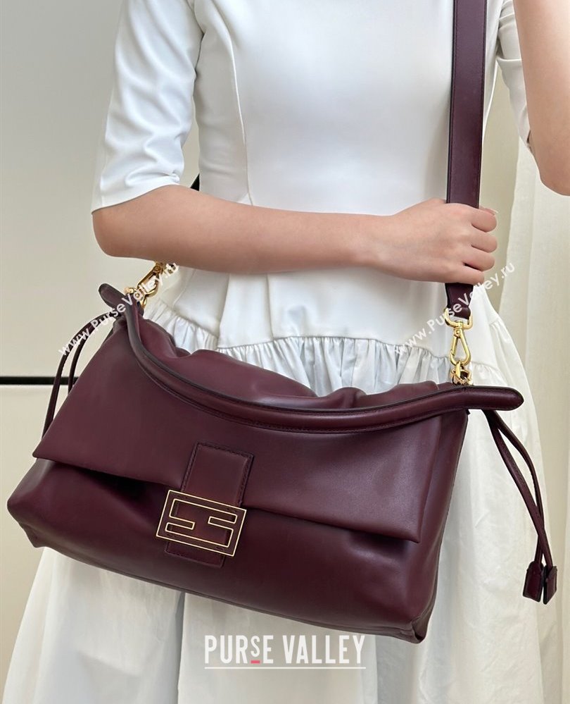 Fendi Mamma Baguette Large Bag in Nappa Leather Dark Burgundy 2025 8677L (CL-250807023)