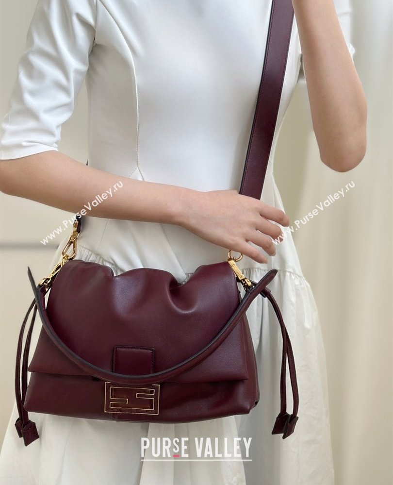 Fendi Mamma Baguette Medium Bag in Nappa Leather Dark Burgundy 2025 8677M (CL-250807024)