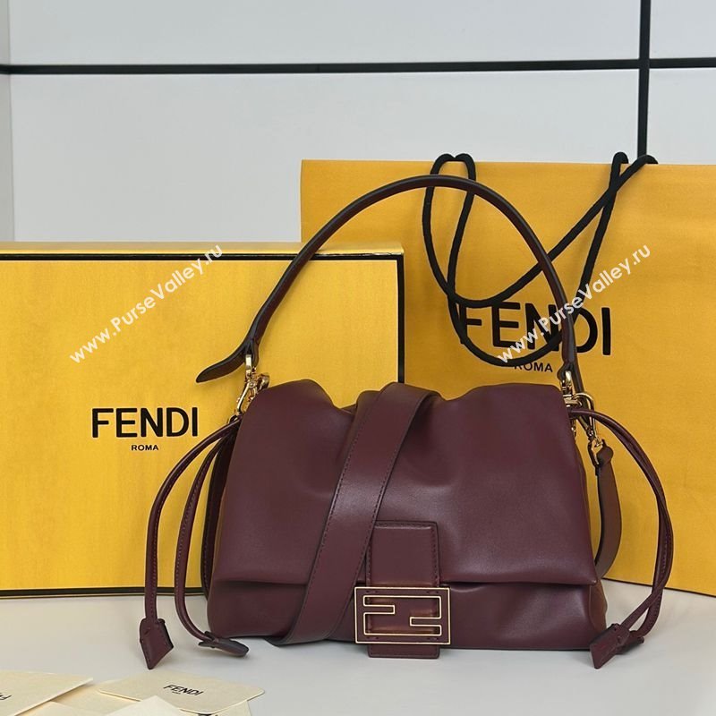 Fendi Mamma Baguette Medium Bag in Nappa Leather Dark Burgundy 2025 8677M (CL-250807024)