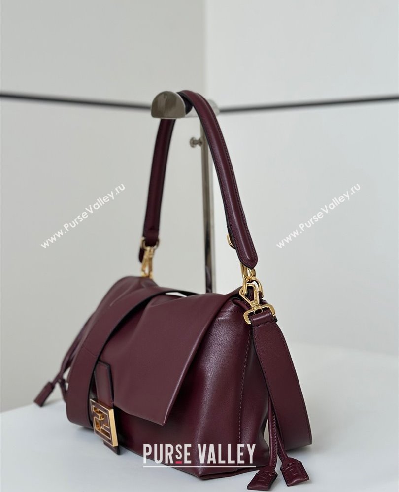 Fendi Mamma Baguette Medium Bag in Nappa Leather Dark Burgundy 2025 8677M (CL-250807024)