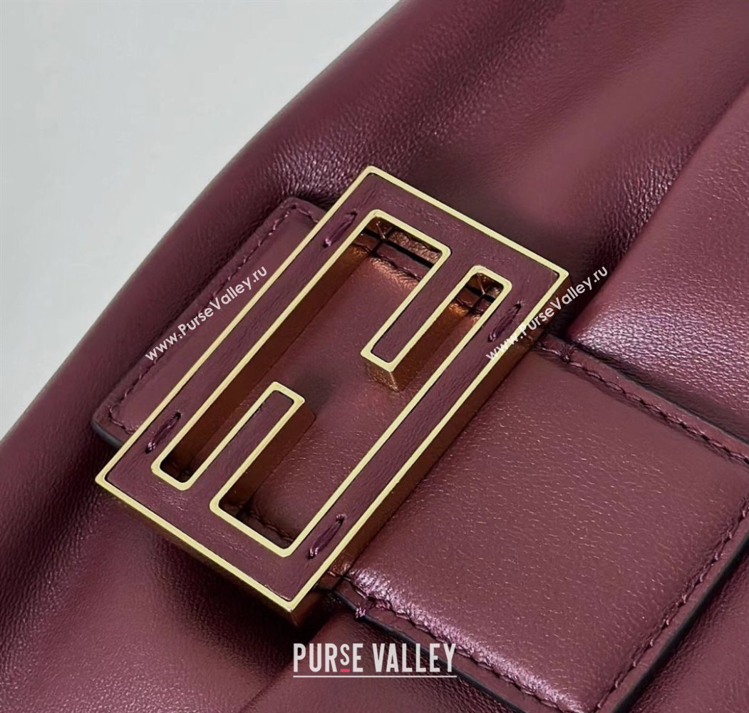 Fendi Mamma Baguette Medium Bag in Nappa Leather Dark Burgundy 2025 8677M (CL-250807024)