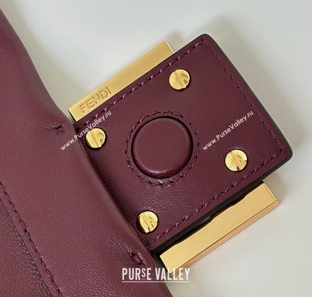 Fendi Mamma Baguette Medium Bag in Nappa Leather Dark Burgundy 2025 8677M (CL-250807024)