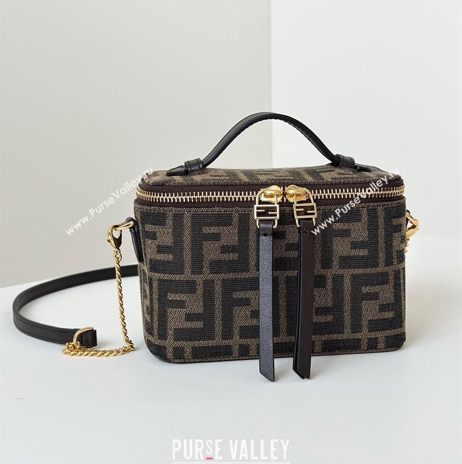 Fendi Vanity Mini Bag in Tobacco brown FF jacquard fabric 2025 8686A (CL-250807003)