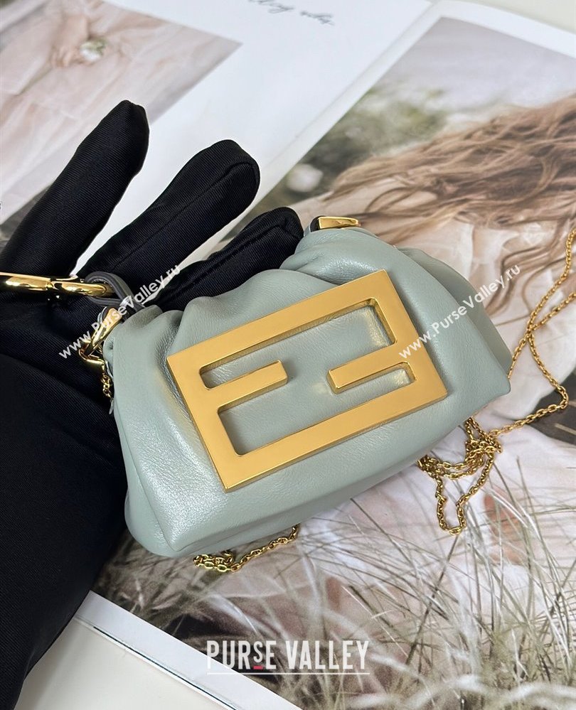 Fendi Mamma Baguette Nano Miniature Bag Charm in Nappa Leather Light Grey 2025 8677 (CL-250807020)