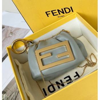 Fendi Mamma Baguette Nano Miniature Bag Charm in Nappa Leather Light Grey 2025 8677 (CL-250807020)