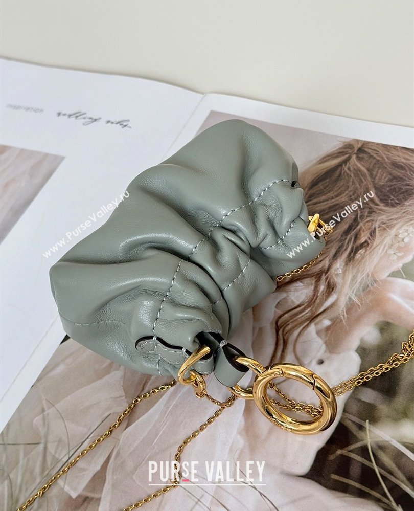 Fendi Mamma Baguette Nano Miniature Bag Charm in Nappa Leather Light Grey 2025 8677 (CL-250807020)