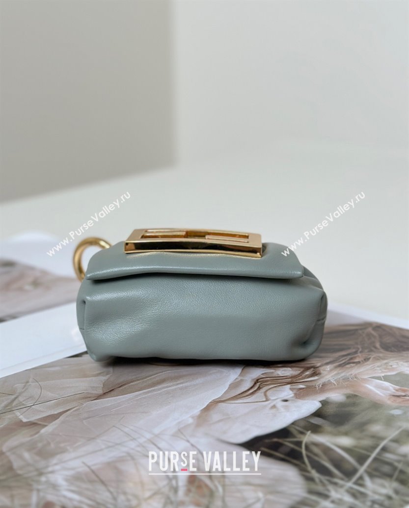Fendi Mamma Baguette Nano Miniature Bag Charm in Nappa Leather Light Grey 2025 8677 (CL-250807020)